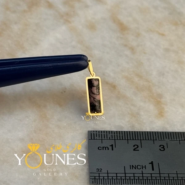 آویز طلا سنگ امیتیست رگه دار